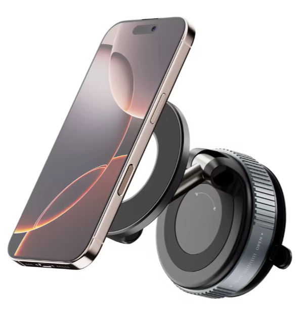 Support de Téléphone Magnétique avec Ventouse à Vide & Aimants Puissants – Rotation 360° Universelle Compatible iPhone et Smartphones