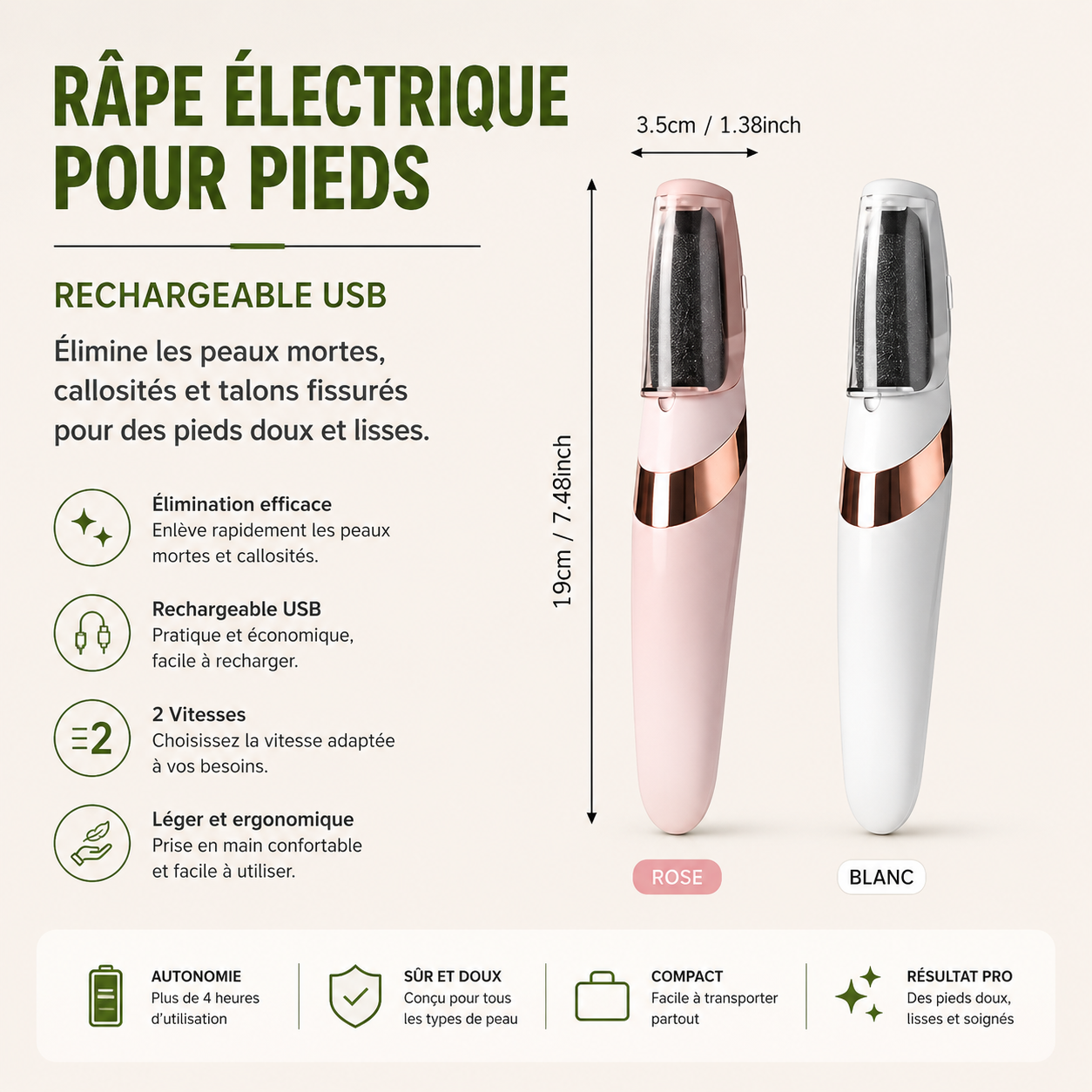 Râpe Électrique Rechargeable pour Pieds
