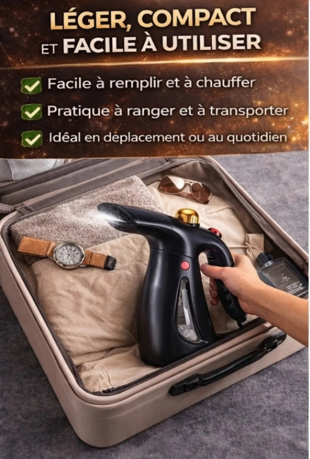 Défroisseur Vapeur Portable – Des Vêtements Lisses en Quelques Secondes